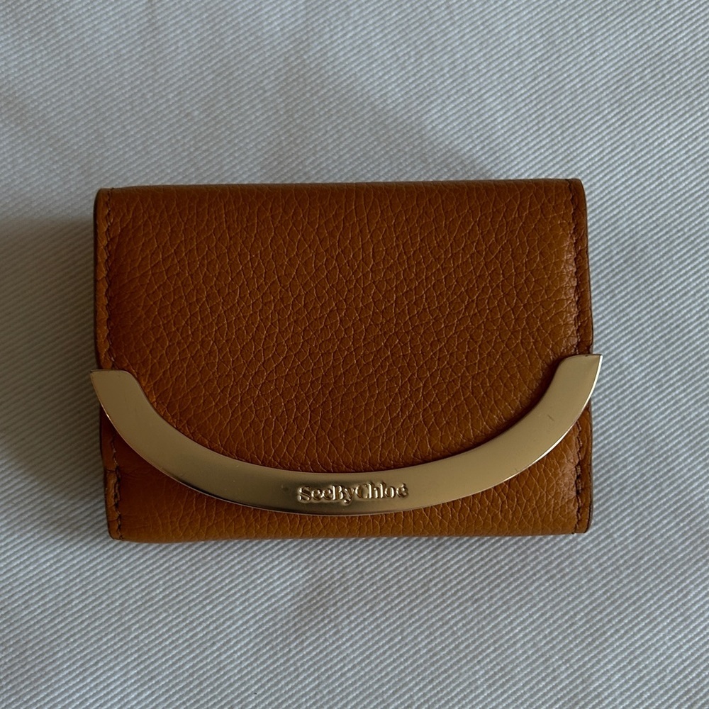 See by Chloe Lizzie tan & gold compact  wallet